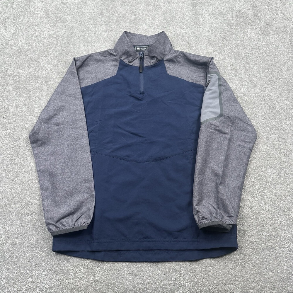 Holloway Youth Windbreak 1/4 Zip Pullover Size Large Blue Gray Sports Team Blank